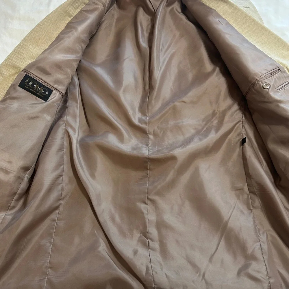 Franco Uomo Mens Tan Three Button Blazer Sport Coat Jacket 45R